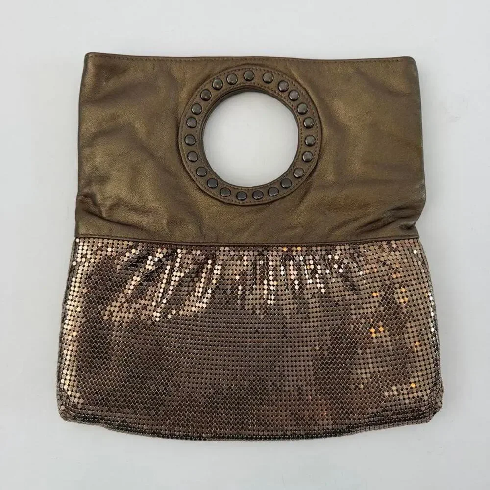 Bronze metallic handbag with shimmering